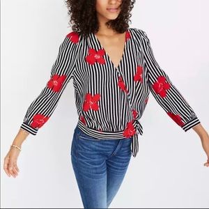 Madewell Floral Wrap Top in Candied Orchid